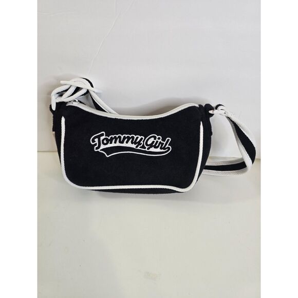 Tommy Girl Terry Shoulder Bag Black White Mini Purse Vintage Y2K - Picture 6 of 7
